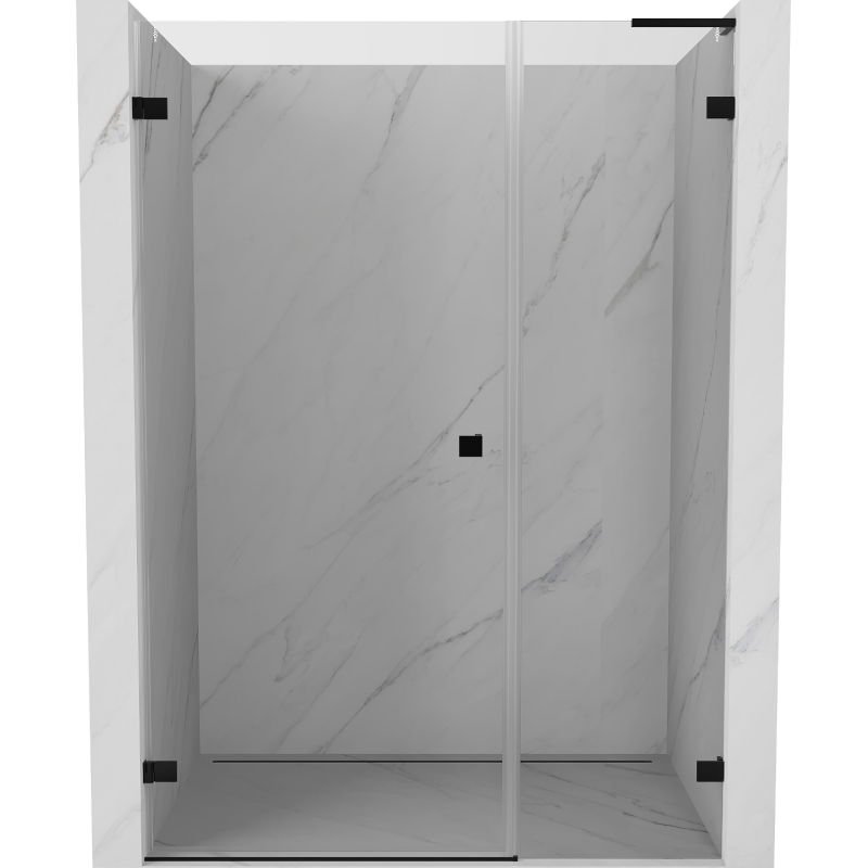 Mexen Lunar-B L drzwi prysznicowe uchylne lewe 145 cm, transparent, czarne - 832SL-145-050-70-00-L