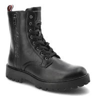 Botki damskie - Czarne Botki Tommy Hilfiger Modne Buty Damskie - miniaturka - grafika 1