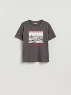 Koszulki i topy damskie - Reserved - T-shirt z nadrukiem - ciemnoszary - miniaturka - grafika 1
