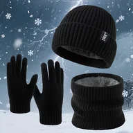 Czapki dla dzieci - TEMU Trzyczęściowy Jesienno-Zimowy Zestaw dla Nastolatków: Gruba, Ciepła Czapka Dziewiarska, Unisexowy Mieszany Zestaw, Casualowa Czapka na Zewnątrz, - miniaturka - grafika 1