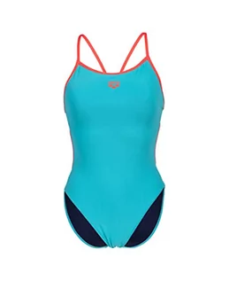 Stroje kąpielowe - ARENA Damski kostium kąpielowy MaxLife One Piece Lace Back jednoczęściowy kostium kąpielowy, Martinica/Fluo Red, 28, Martinica/Fluo Red - grafika 1