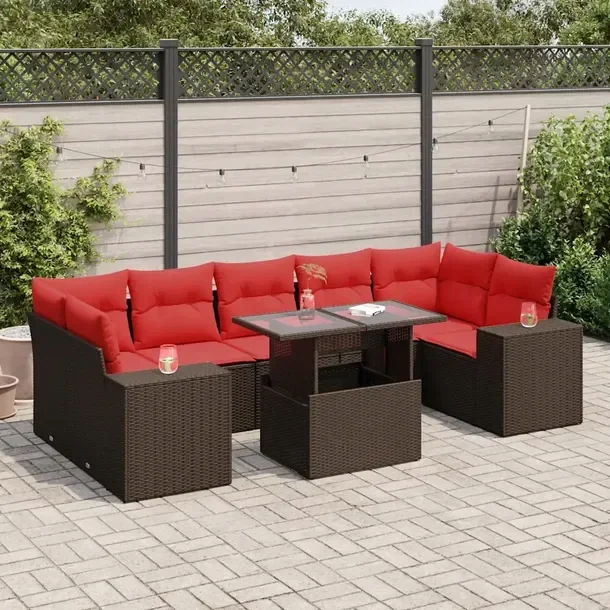 Zestaw mebli ogrodowych brązowy z rattanem PE, wymiary: 62x62x69 cm, 55x62