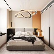 Lampy sufitowe - Fortuna Lai Nowoczesny żyrandol LED stół jadalny LED 2-pierścieniowa ściemnialna lampa wisząca lampa sufitowa do salonu lampa wisząca do sypialni z regulacją wysokości (76W) - miniaturka - grafika 1
