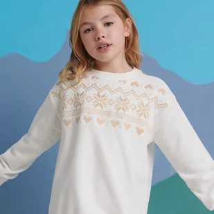 Reserved - Bluza z haftem - Kremowy - Bluzki dla dziewczynek - miniaturka - grafika 1
