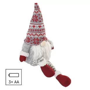 Siedzący Skrzat Elf Krasnal Led Czerwony 3X Aa Ciepła Biel Dcfw03 - Ozdoby bożonarodzeniowe - miniaturka - grafika 1