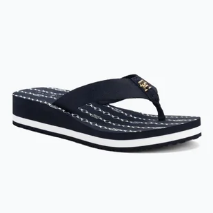 Japonki damskie Tommy Hilfiger Im Th Chainprint Midwedge Sandal space blue - Klapki i japonki damskie - miniaturka - grafika 1