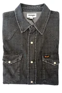Koszule męskie - WRANGLER REGULAR WASHED BLACK Koszula Dżinsowaowa Męska Szara - miniaturka - grafika 1