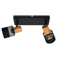 Lampy sufitowe - Coletta lampa sufitowa (spot) 2-punktowa czarna/jasny orzech SPL-90110-2 - miniaturka - grafika 1