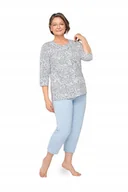 Piżamy damskie - Martel niebieska BAWEŁNIANA piżama rękaw 7/8 r. 4XL - miniaturka - grafika 1