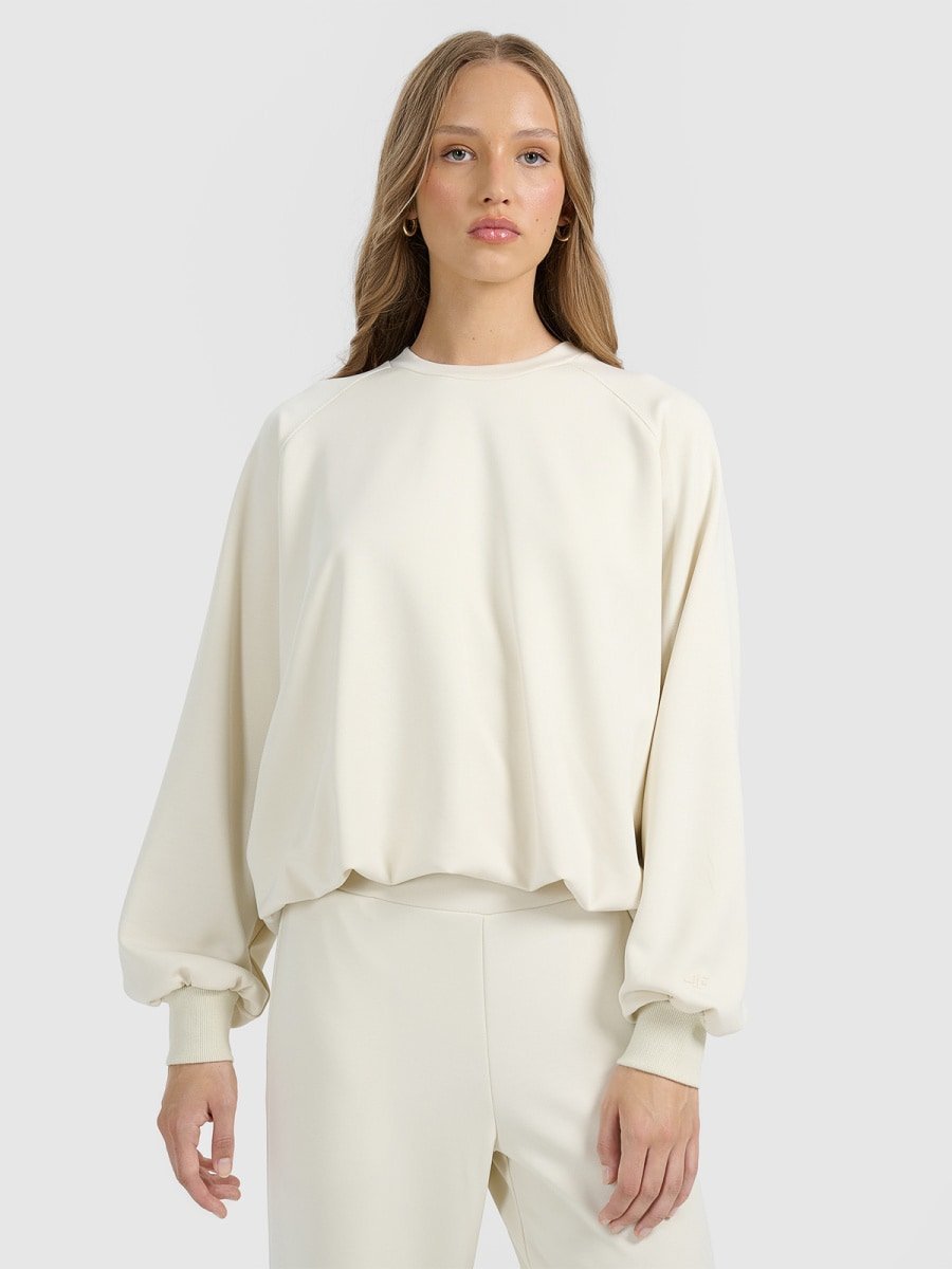 Bluza dresowa nierozpinana z modalem damska 4FRAW25TSWSF2508-12S Biały S