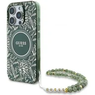 Etui i futerały do telefonów - Etui GUESS IML Flowers Allover Electro With Pearl Strap MagSafe do Apple iPhone 16 Pro Max Zielony - miniaturka - grafika 1