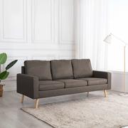 Sofy i kanapy - vidaXL 3-osobowa sofa, kolor taupe, tapicerowana tkaniną - miniaturka - grafika 1