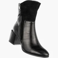 Botki damskie - Botki Damskie Ekoskóra Ocieplane Eleganckie Buty Na Klocku Czarne Jezzi ASA217-9 Czarny 37 - miniaturka - grafika 1