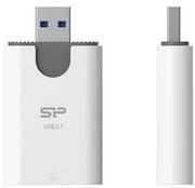 Czytniki kart pamięci - Silicon Power Czytnik kart pamięci Combo USB 3.0 SD microSD white-grey PASRCKBZ0020 - miniaturka - grafika 1