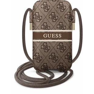 Guess 4G Printed Stripe Pouch - Torebka na telefon L brązowy GUPHL4GDBR - Etui i futerały do telefonów - miniaturka - grafika 1