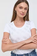 Koszulki sportowe damskie - Guess t-shirt damski kolor biały - miniaturka - grafika 1