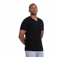 Koszulki męskie - Męski T-shirt V-NECK z elastanem czarny V3 OM-TSCT-0106 S - miniaturka - grafika 1