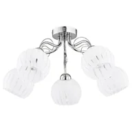 Lampy sufitowe - Lampa sufitowa wisząca Leroy chromowana biała 5xE27x15W dekoracyjna wym: 26 x 60 x 60 cm szkło Alfa - miniaturka - grafika 1