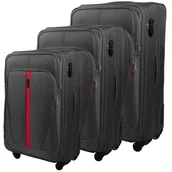 Walizki - Zestaw 3 Walizek Miękkich z Codury (XL+M+S) Szary - miniaturka - grafika 1