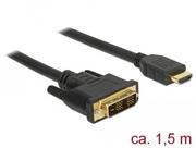 Kable - Delock kabel DVI(M) - HDMI(M) 1,5m, czarny 85583 - miniaturka - grafika 1