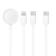 Kable USB - OEM Kabel Usb-C 3w1 Do Iphone Lightning 8-Pin + Usb-C 2a + Apple Watch 3w 1a C3169 Biały - miniaturka - grafika 1