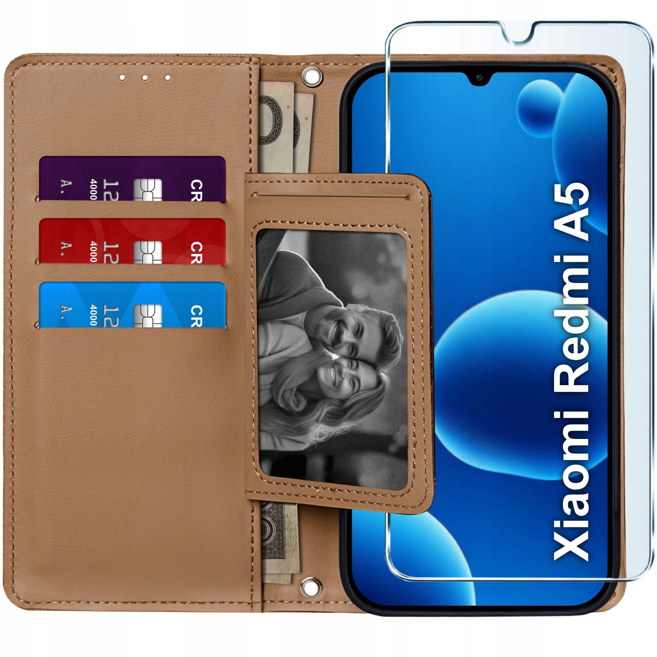 ETUI z klapką do Xiaomi Redmi A5 Zamykane Magnetyczne + SZKŁO 9H