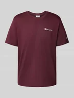 Koszulki męskie - T-shirt z wyhaftowanymi logo i okrągłym dekoltem - miniaturka - grafika 1