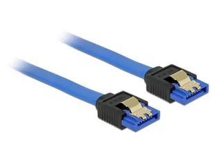 Delock Kabel SATA 6Gb/s 50cm metalowe zatrzaski) niebieski (84979) - Kable komputerowe i do monitorów - miniaturka - grafika 2
