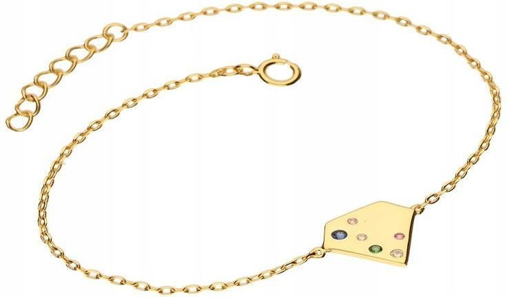 Srebrna bransoletka 925 pozłacana diament 1,58 g z zawieszkami dla niej