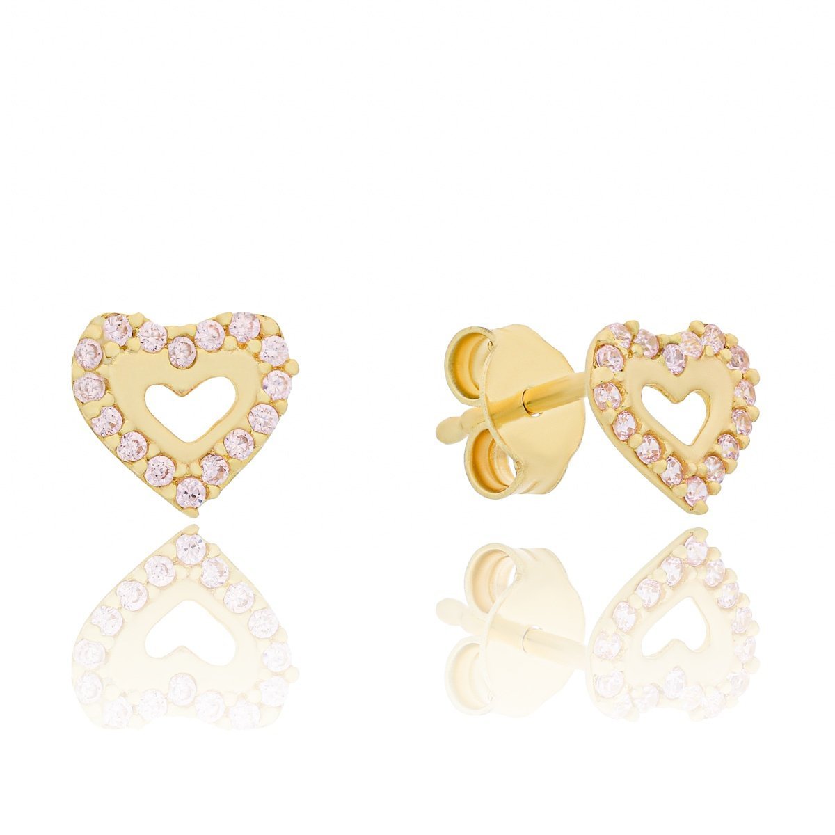 Złote kolczyki sztyfty serduszka z cyrkoniami pr. 333