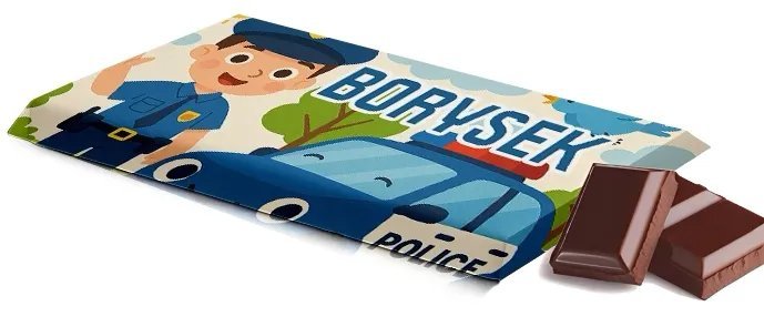 Czekolada personalizowana z imieniem - policyjny motyw dla dzieci policja