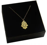 Łańcuszki - Złoty naszyjnik RĘKA FATIMY na szczęście 45 cm - miniaturka - grafika 1