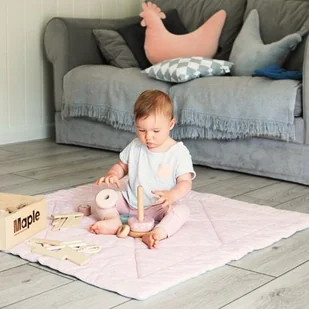 Mata niemowlęca różowo szara Lovely Dots - Maty edukacyjne - miniaturka - grafika 1