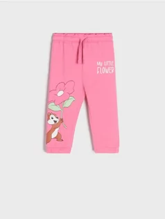 Spodnie i spodenki dla dziewczynek - Sinsay - Spodnie dresowe jogger Chip i Dale - różowy - grafika 1