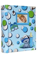 Albumy fotograficzne - ALBUM DZIECKA dziecięcy szyty na 300 zdjęć 10x15 cm. z opisem BABY DOTS niebieski - miniaturka - grafika 1