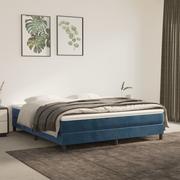 Łóżka - Lumarko Rama łóżka, ciemnoniebieska, 180x200 cm, tapicerowana aksamitem - miniaturka - grafika 1