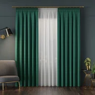 Zasłony - Zasłony welurowe 140x270 butelkowa zieleń na taśmie - miniaturka - grafika 1