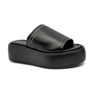 Calvin Klein Skórzane klapki FLATFORM SLIDE LTH - Klapki i japonki damskie - miniaturka - grafika 1