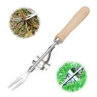 Grabie i motyki - Ręczny ogrodnik, 2025 Ręczny chwastownik ze stali nierdzewnej z drewnianą rączką, łopata ogrodnicza, wyrywacz mniszka lekarskiego (1 szt.) - miniaturka - grafika 1