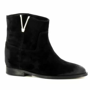 Czarne botki na koturnie z zamszu CARINII - Carinii - Botki damskie - miniaturka - grafika 1
