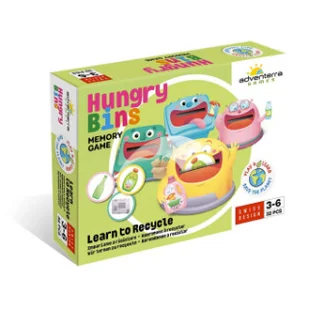 Adventerra Games Gra planszowa memory dla dzieci Segregacja śmieci  Hungry Bins Adventerra Games mamytomy-273-0 - Gry planszowe - miniaturka - grafika 2