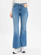 Spodnie damskie - Noisy May Rozkloszowane jeansy - NMKareen Kobiety Bawełna niebieski jednolity, 25-30 - miniaturka - grafika 1