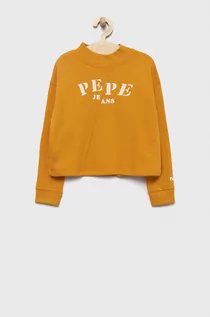 Bluzy dla dziewczynek - Pepe Jeans bluza dziecięca kolor żółty z aplikacją - grafika 1