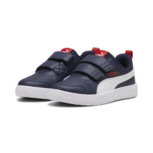 Dziecięce sneakersy Courtflex V3 PUMA Navy White Red Blue - Buty dla dziewczynek - miniaturka - grafika 1