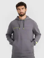 Bluzy męskie - 4F Bluza dresowa nierozpinana z kapturem męska - szara M - miniaturka - grafika 1