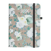 Kalendarze - Kalendarz 2026 A6 tyg. Flamenco białe kwiaty - miniaturka - grafika 1