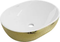 Umywalki - Mexen Viki umywalka nablatowa 48 x 35 cm, biała/złota wzór łuski - 21054808 - miniaturka - grafika 1