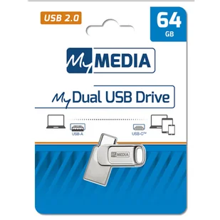 MyMedia MyDual USB 2.0, USB 2.0, 32GB, srebrny, 69266, USB A / USB C, z osłoną - Pendrive - miniaturka - grafika 2