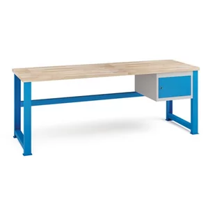 Stół warsztatowy KOVONA, wisząca szafka na narzędzia, blat z drewna bukowego, stałe nogi, 2100 mm - Stoły warsztatowe - miniaturka - grafika 1