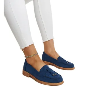 Granatowe zamszowe mokasyny Vinceza niebieskie - Mokasyny damskie - miniaturka - grafika 1